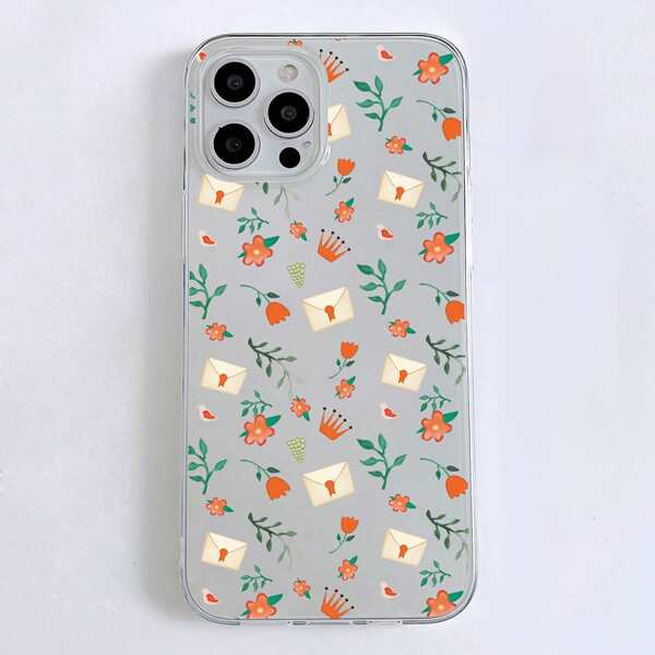 

Flower Pattern Clear Phone Case, Multicolor