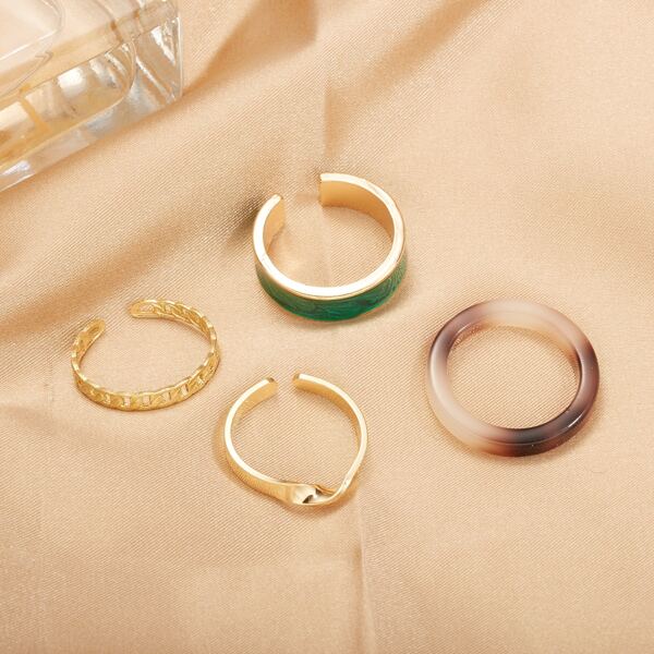 

4pcs Simple Ring, Multicolor