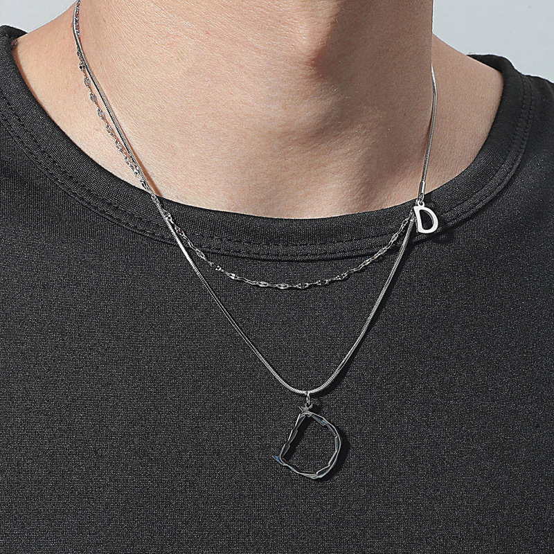 

Guys Letter Charm Necklace, Silver