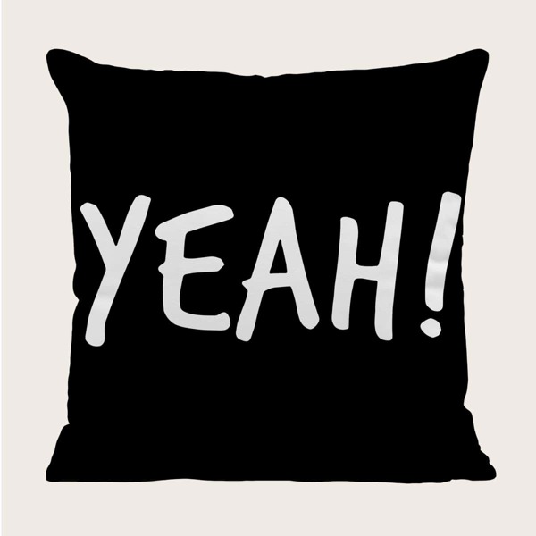 

Letter Graphic Cushion Cover Without Filler, Black and white