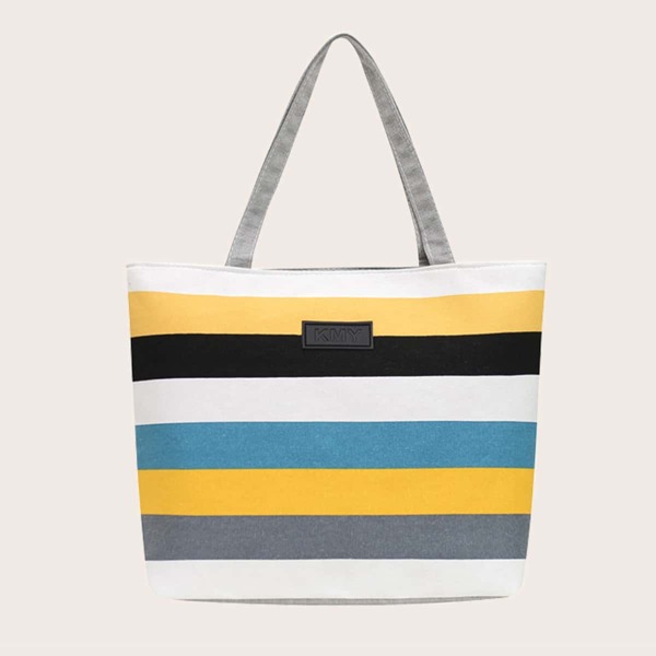 

Striped Pattern Tote Bag, Multicolor