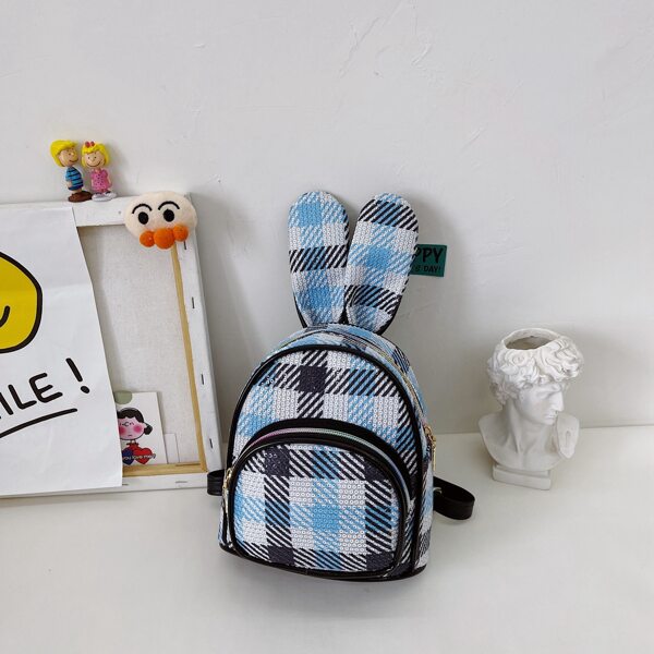

Girls Sequin Decor Tartan Backpack, Blue