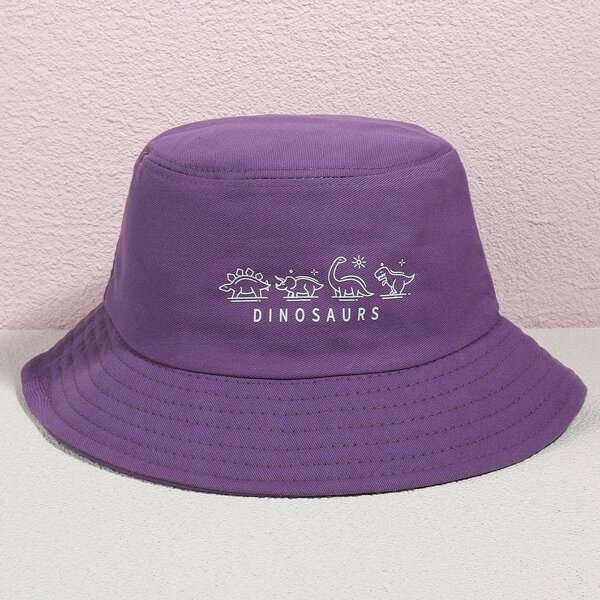 

Cartoon Dinosaur Graphic Bucket Hat, Purple