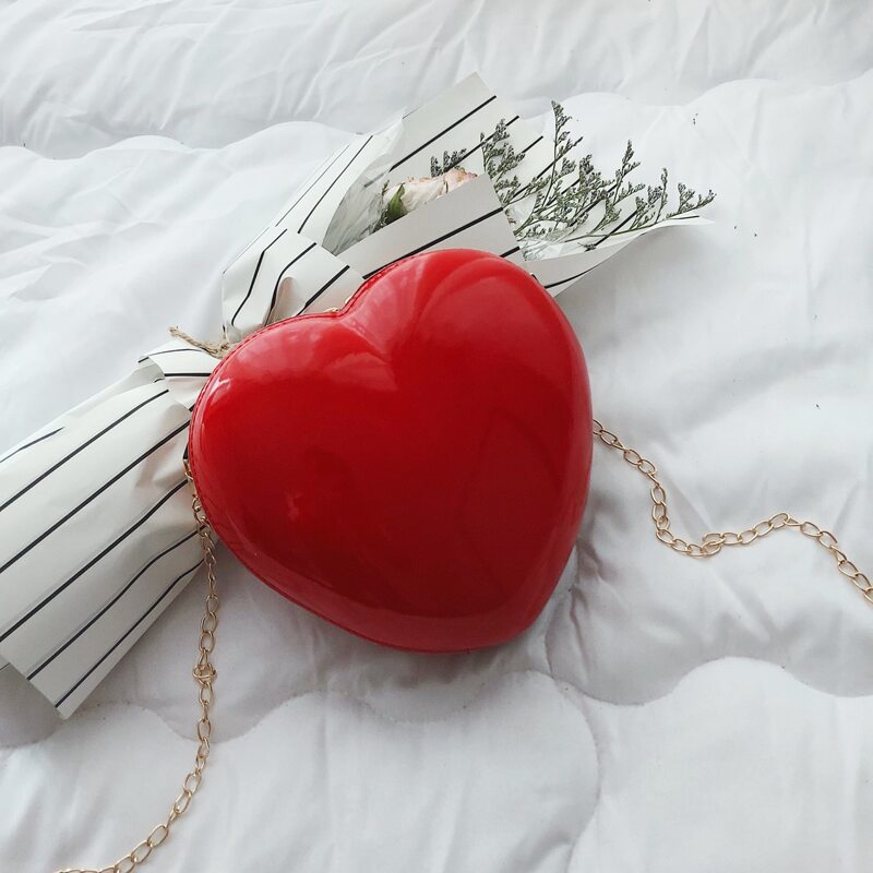 

Heart Chain Crossbody Bag, Red