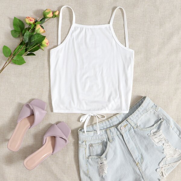 

Tied Open Back Cami Top, White