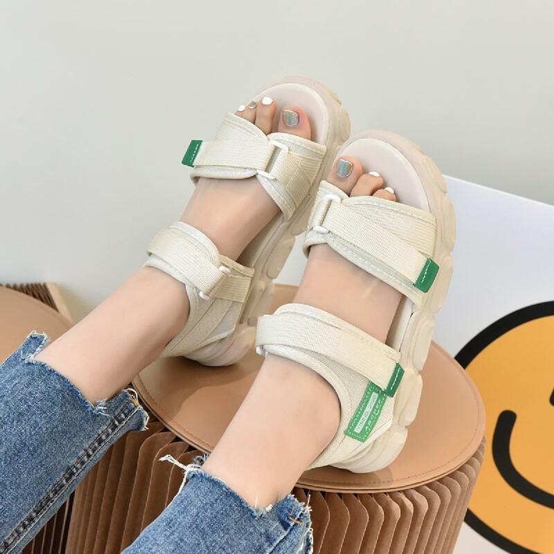 

Velcro Strap Sport Sandals, Beige