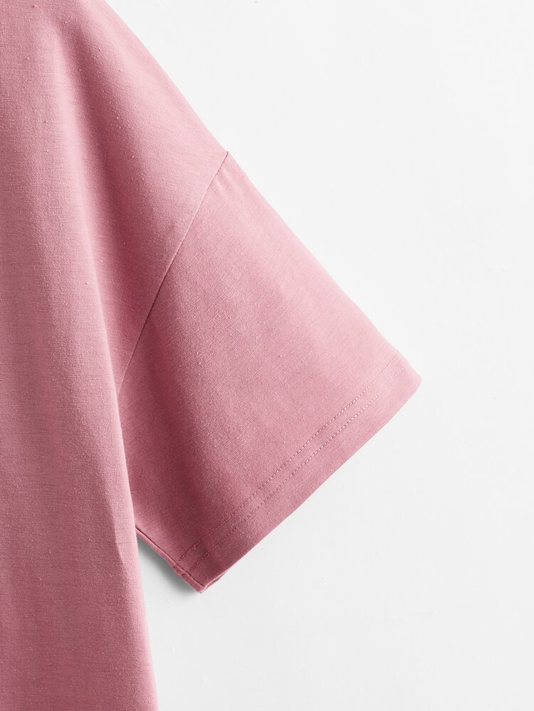 Leaves And Hands Print Tee - Dusty Pink - View 3