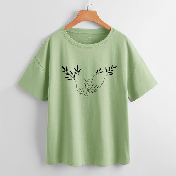 

Leaves And Hands Print Tee, Green
