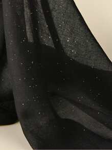 1 件纯色闪亮银色休闲纯色头巾围巾，保守、轻便且实用，适合日常使用 - 黑色 - 查看 3