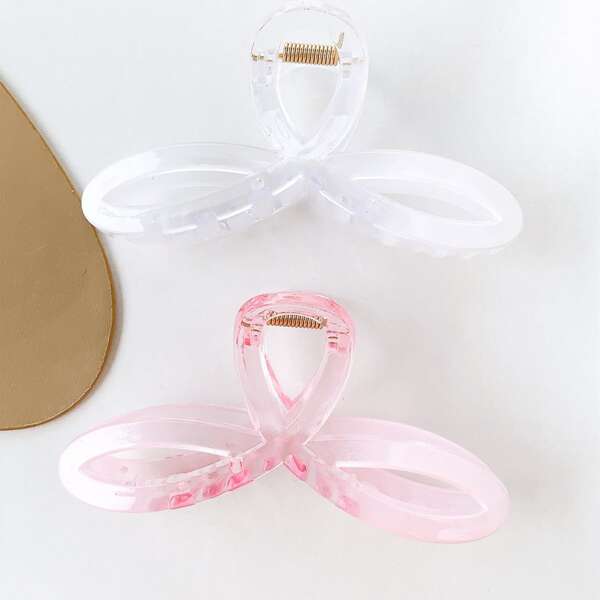 

2pcs Solid Hair Claw, Multicolor
