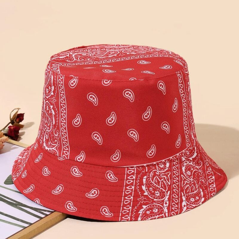 

Paisley Pattern Bucket Hat, Red