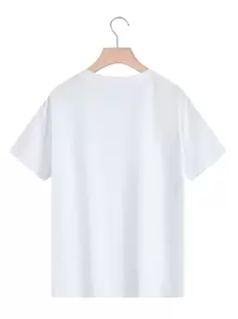 INAWLY Solid Crew Neck Tee - White - View 2