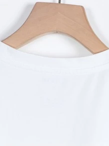 INAWLY Solid Crew Neck Tee - White - View 5