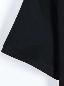 SHEIN LUNE Solid Crew Neck Tee - Black - View 5