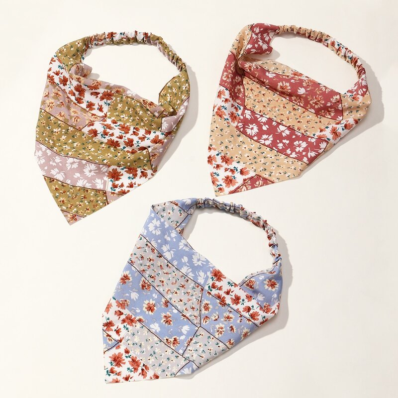 

3pcs Flower Print Hair Band, Multicolor