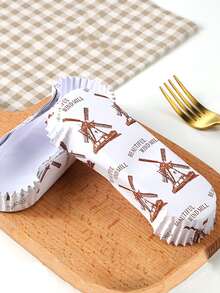 50入組風車印花麵包紙杯 - 白色 - 查看 2