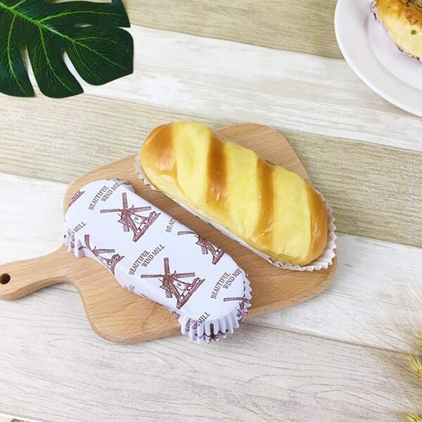 

50pcs Windmill Print Bread Paper Cup, White