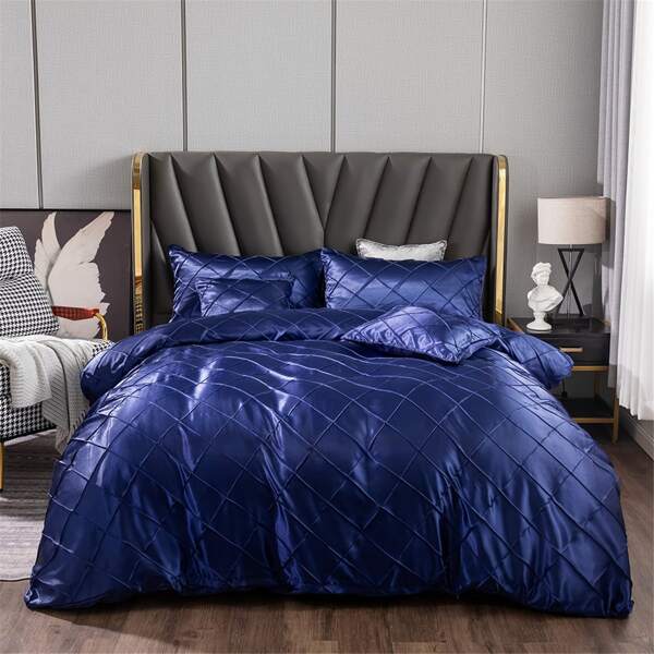 

Solid Color Duvet Cover Set Without Filler, Blue