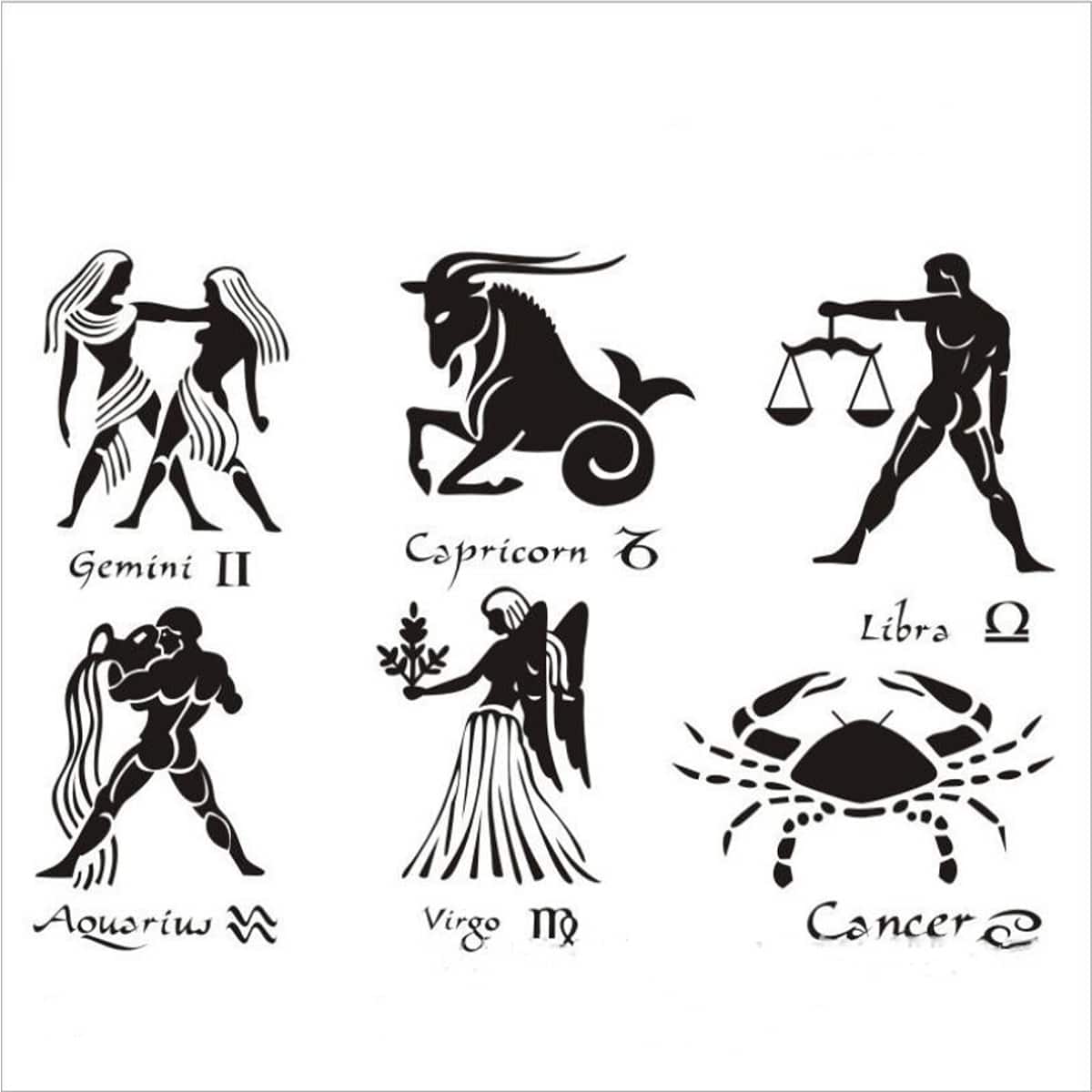 

2sheets Constellation Tattoo Sticker, Black and white
