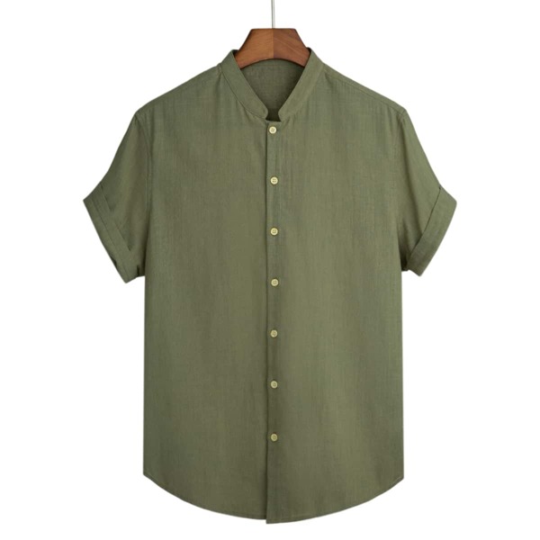 

Men Solid Button Up Shirt, Army green