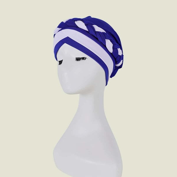 

Two Tone Braided Wrap Hat, Royal blue