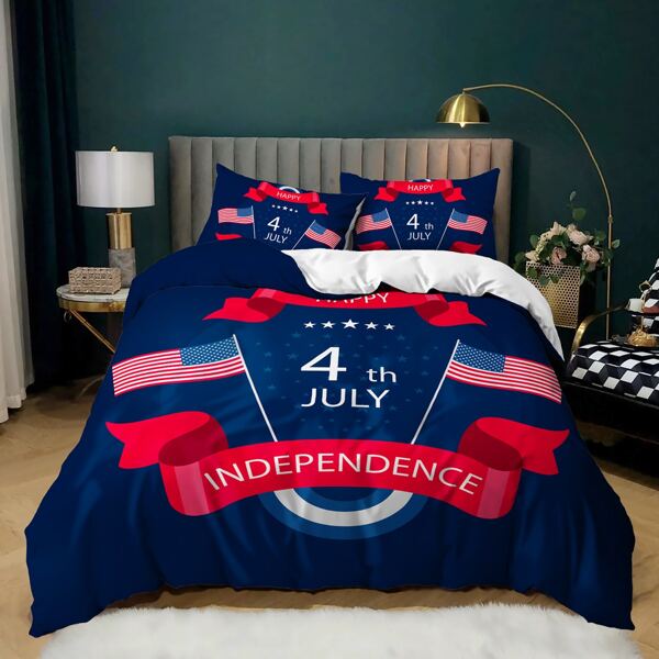 

Flag Print Duvet Cover Set Without Filler, Multicolor