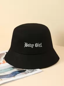 字母刺繡漁夫帽 - 黑色 - 查看 1