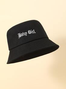字母刺繡漁夫帽 - 黑色 - 查看 3