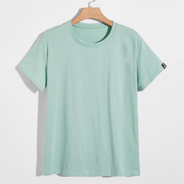 

Men Letter Patched Tee, Mint green