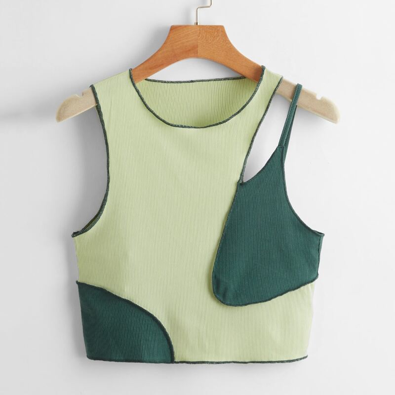 

Colorblock Ribbed Tank Top, Multicolor