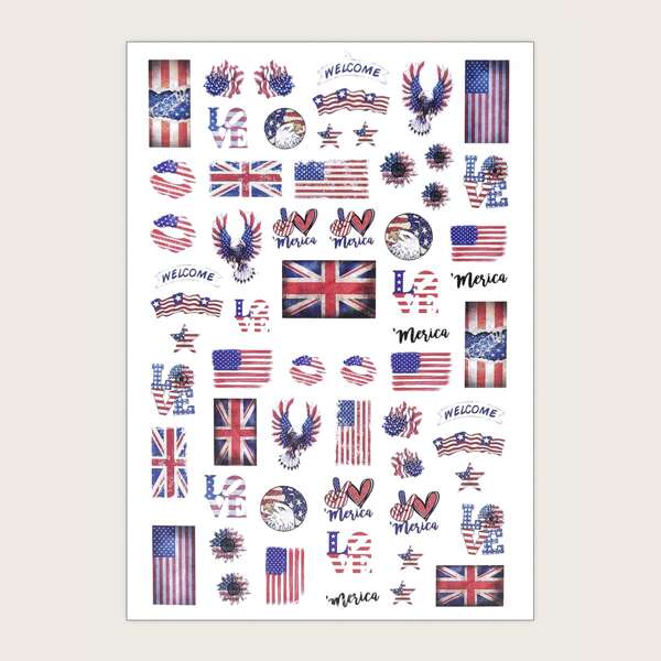

1sheet Flag Pattern Nail Art Sticker, Multicolor
