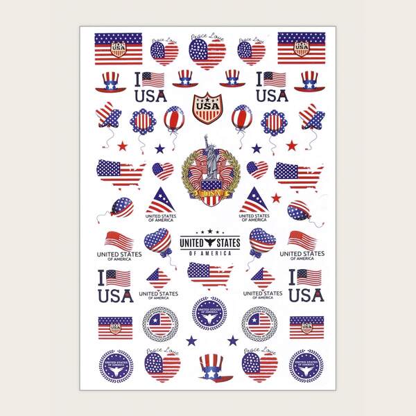 

1sheet Flag Pattern Nail Art Sticker, Multicolor