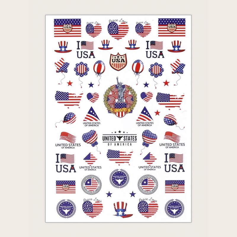 

1sheet Flag Pattern Nail Art Sticker, Multicolor