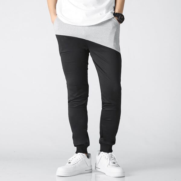 

Men Color Block Sweatpants, Black