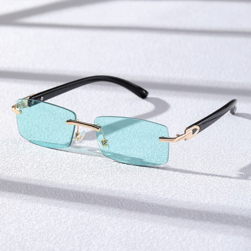 

Guys Tinted Lens Rimless Sunglasses, Mint green