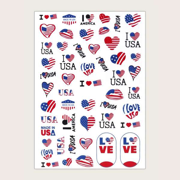 

1sheet Heart Pattern Nail Art Sticker, Multicolor