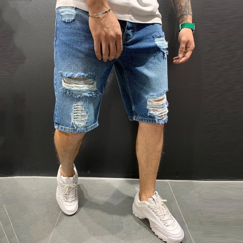 

Guys Ripped Washed Denim Shorts, Medium wash