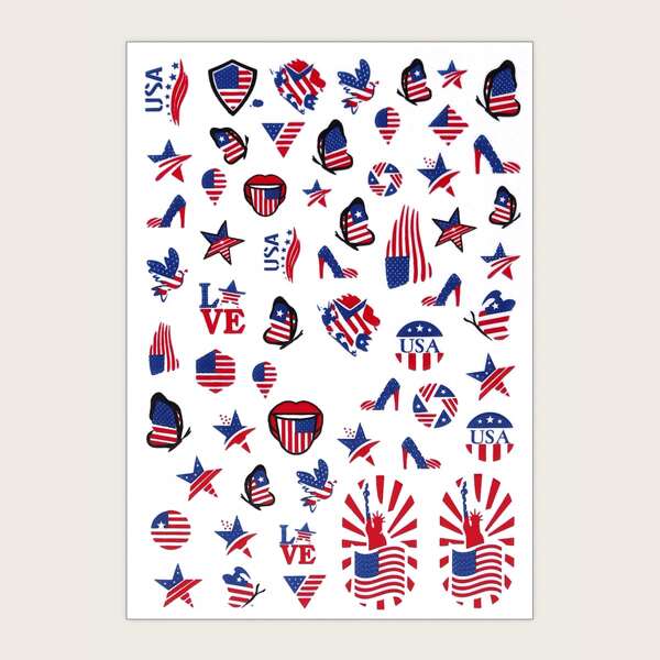 

1sheet Star Pattern Nail Art Sticker, Multicolor