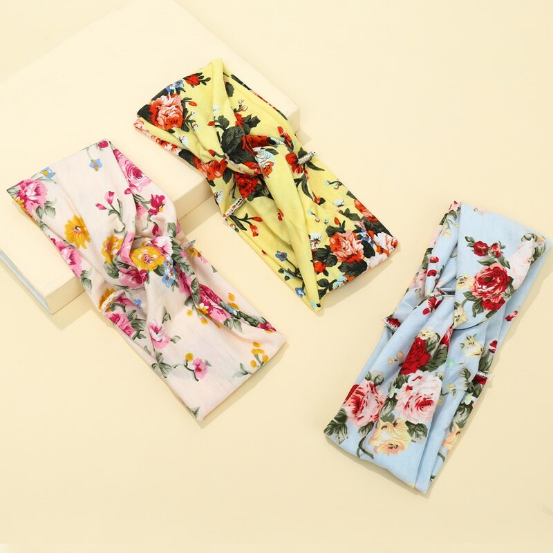 

3pcs Flower Print Hair Band, Multicolor