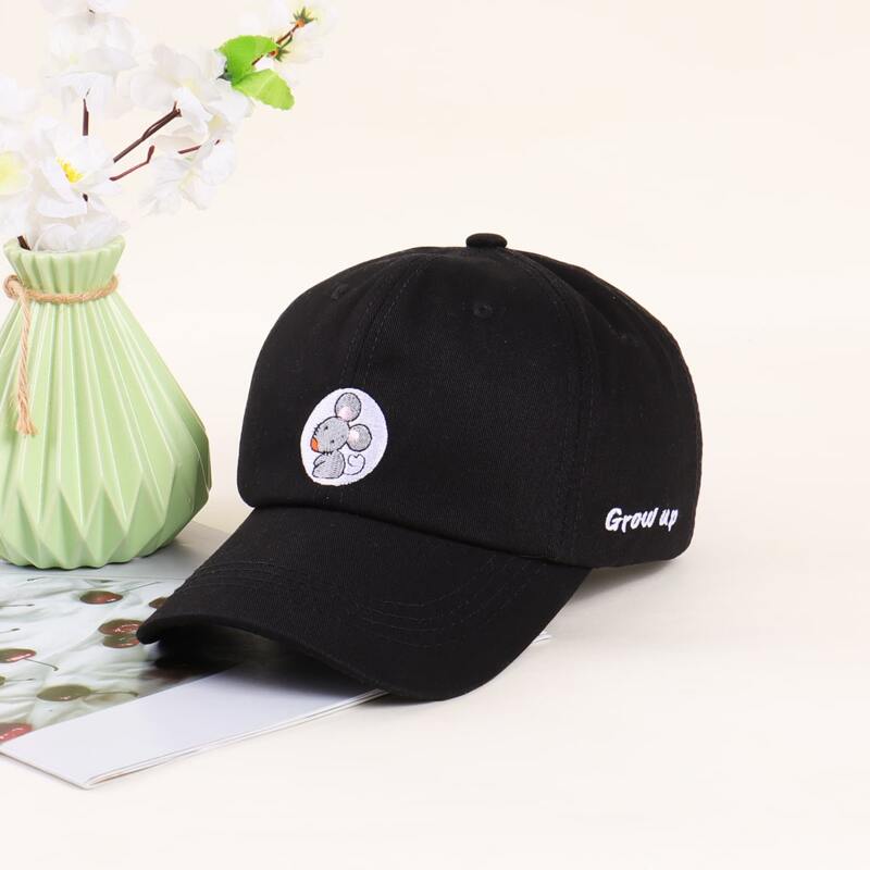

Mouse Embroidery Bucket Hat, Black