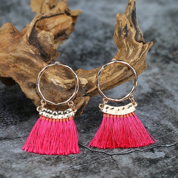 

Tassel Decor Drop Earrings, Multicolor