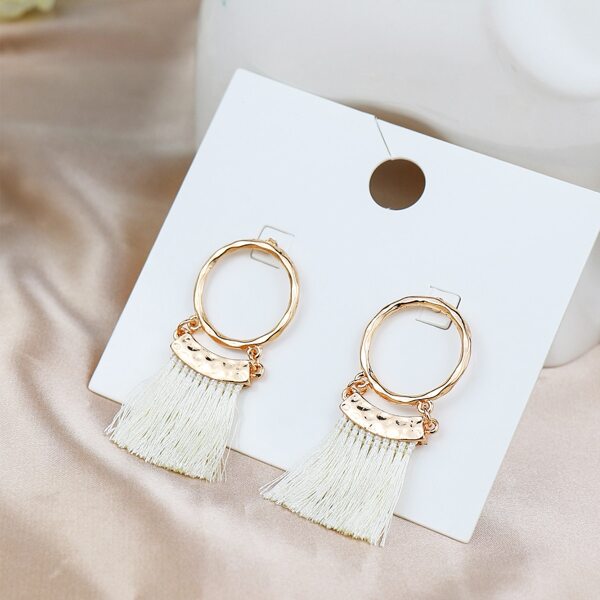 

Tassel Decor Drop Earrings, Multicolor