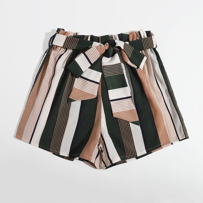 

Striped Belted Shorts, Multicolor