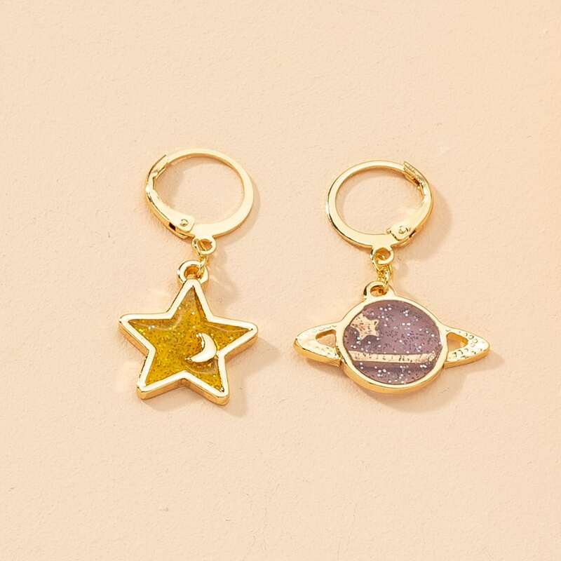 

Star & Planet Charm Earrings, Multicolor