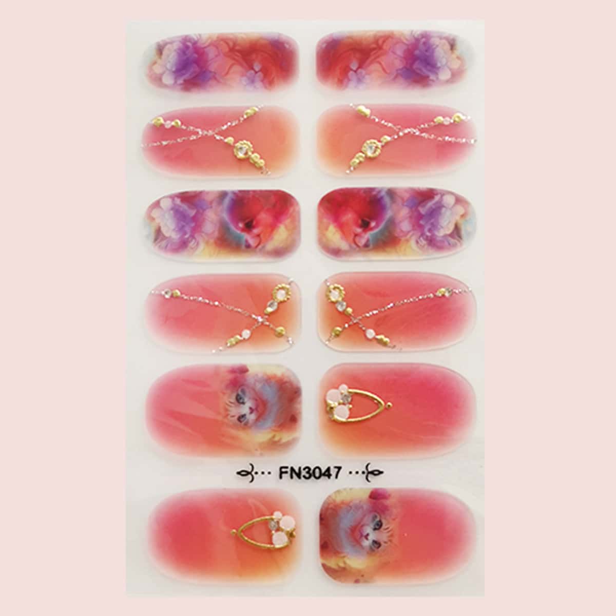 

1sheet Rhinestone Decor Nail Sticker, Multicolor