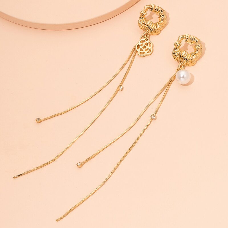 

Faux Pearl Charm Earrings, Gold