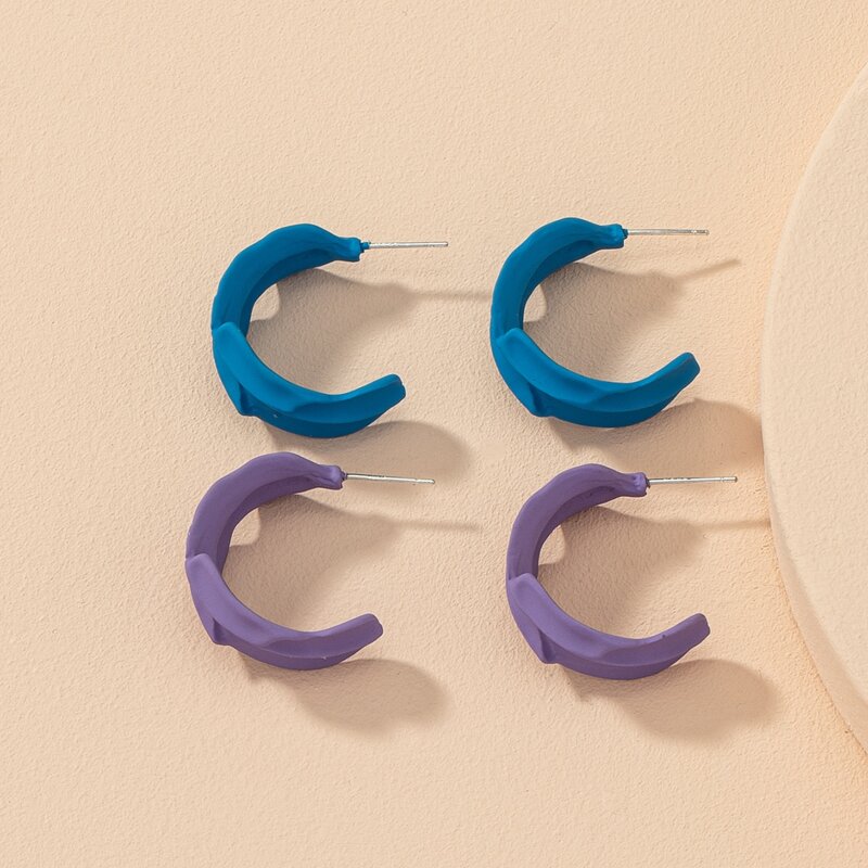 

2pairs Solid Cuff Hoop Earrings, Multicolor