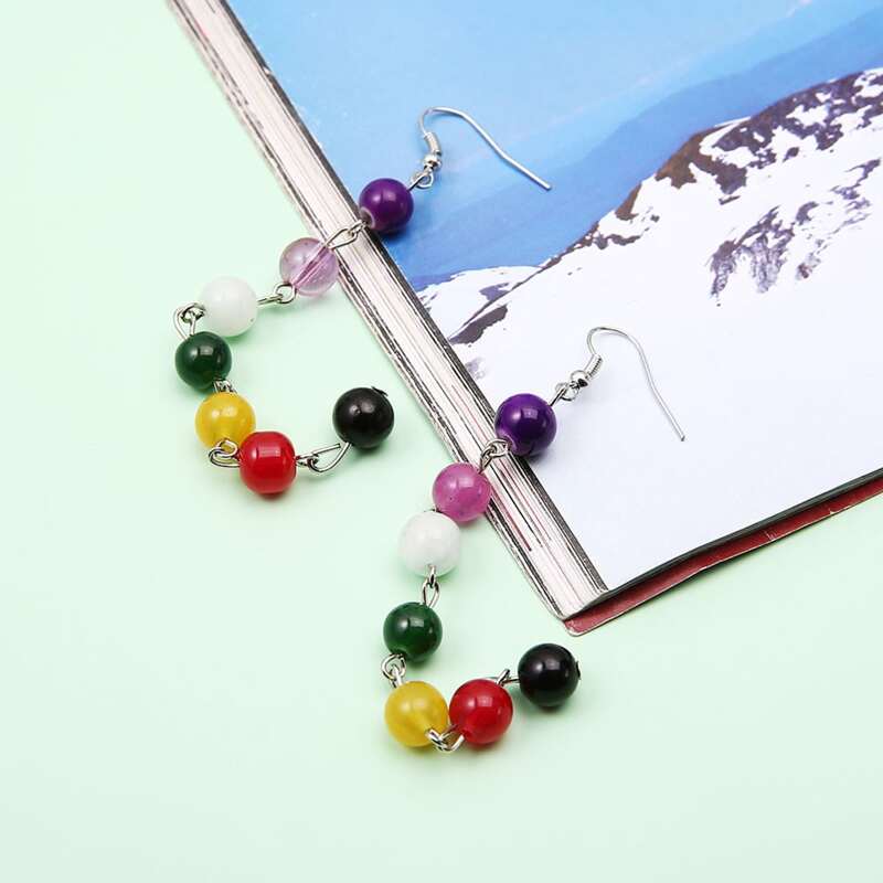 

Round Ball Drop Earrings, Multicolor