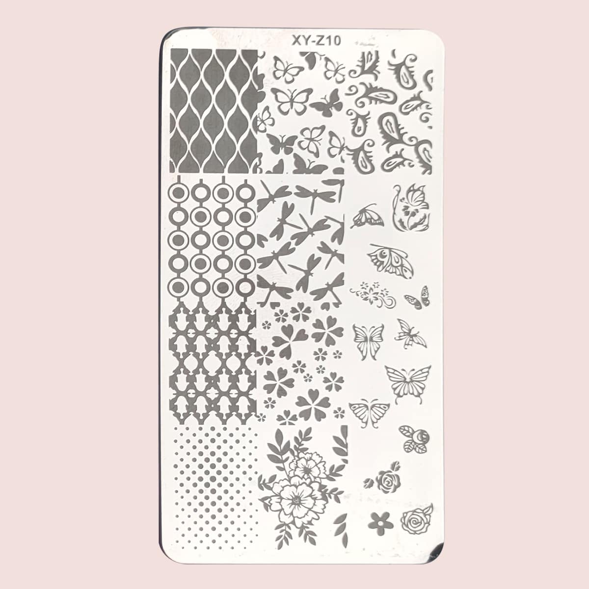 

1pc Flower & Butterfly Pattern Nail Art Template, Multicolor