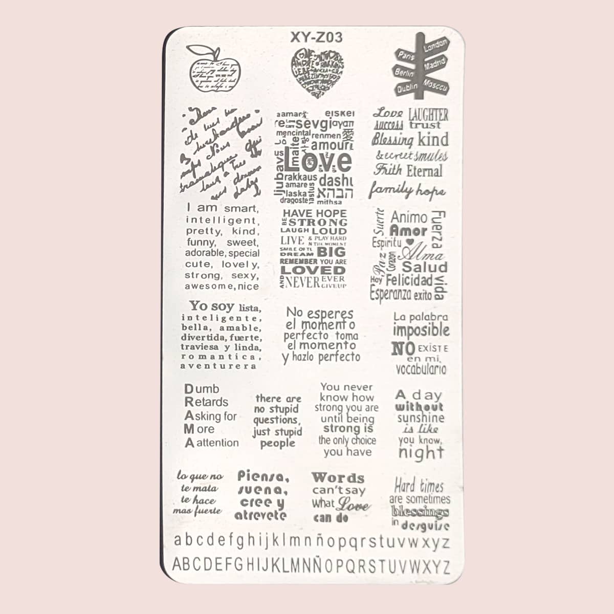 

1pc Letter Graphic Nail Art Template, Multicolor